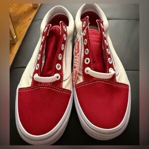 Vans Red and White Canvas Shoes